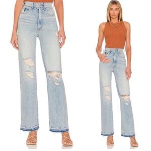 Mother high waisted tunnel vision sneak undone hem denim size 27